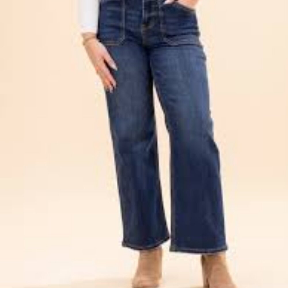 NWT Mica Bonnie Denim High Rise Patch Pocket Wide Leg Jeans Size 27‎